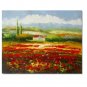Flower Field Landscape Oil Painting Italian Tuscany Landscape Poppy Field Vineyard-046 High