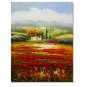 Flower Field Landscape Oil Painting Italian Tuscany Landscape Poppy Field Vineyard-047 High