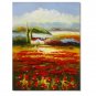Flower Field Landscape Oil Painting Italian Tuscany Landscape Poppy Field Vineyard-052 High