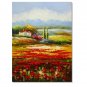 Flower Field Landscape Oil Painting Italian Tuscany Landscape Poppy Field Vineyard-060 High