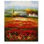 Flower Field Landscape Oil Painting Italian Tuscany Landscape Poppy Field Vineyard-061 High