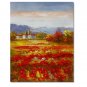 Flower Field Landscape Oil Painting Italian Tuscany Landscape Poppy Field Vineyard-071 High