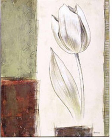 100% Hand-Paint Ancient White Tulips Painting on Canvas Hand Painted High Quality Wall Art for