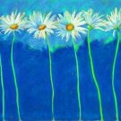 Daisies in a Blue Background Painting on Canvas Hand Painted High Quality Wall Art for Home Decor