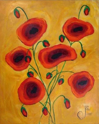Decorative Red Flowers 2 Painting on Canvas Hand Painted High Quality Wall Art for Home Decor