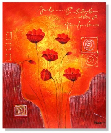 Decorative Red Flowers 3 Painting on Canvas Hand Painted High Quality Wall Art for Home Decor