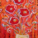 Decorative Red Flowers in a Bottle Painting on Canvas Hand Painted High Quality Wall Art for