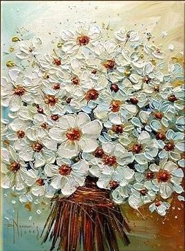 100% Hand-Paint Flowers Art Decor-024 Painting on Canvas Hand Painted High Quality Wall Art for