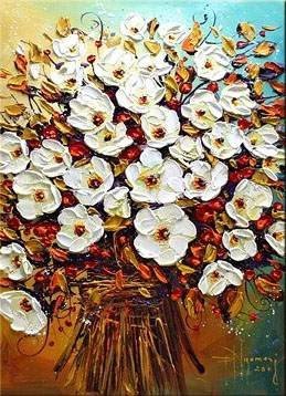 100% Hand-Paint Flowers Art Decor-025 Painting on Canvas Hand Painted High Quality Wall Art for