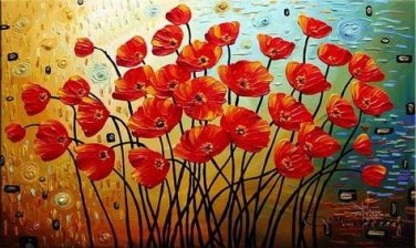100% Hand-Paint Flowers Art Decor-045 Painting on Canvas Hand Painted High Quality Wall Art for