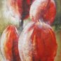 100% Hand-Paint Four Tulips Painting on Canvas Hand Painted High Quality Wall Art for Home Decor