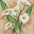 Four White Lilies Painting on Canvas Hand Painted High Quality Wall Art for Home Decor