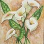 Four White Lilies Painting on Canvas Hand Painted High Quality Wall Art for Home Decor
