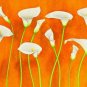 Lilics in a Orange Background Painting on Canvas Hand Painted High Quality Wall Art for Home Decor