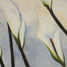 Lilies agaist Blue Skey Painting on Canvas Hand Painted High Quality Wall Art for Home Decor
