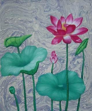 Lotus Painting on Canvas Hand Painted High Quality Wall Art for Home Decor