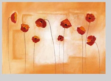 Nine Red Poppies Painting on Canvas Hand Painted High Quality Wall Art for Home Decor