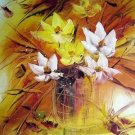 Pink and Yellow Lotus in a Glass Painting on Canvas Hand Painted High Quality Wall Art for Home