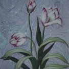 Pink Flowers with Green Leaves Painting on Canvas Hand Painted High Quality Wall Art for Home Decor