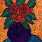 Purple Vase with Three Red Roses Painting on Canvas Hand Painted High Quality Wall Art for Home