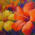 Red and Yellow, Summer Flowers Painting on Canvas Hand Painted High Quality Wall Art for Home Decor
