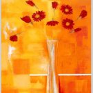Red Daisies in a Glass Bottle Painting on Canvas Hand Painted High Quality Wall Art for Home Decor