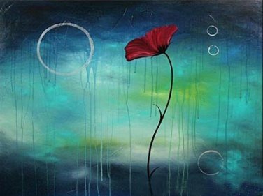 Red Flower 5 Painting on Canvas Hand Painted High Quality Wall Art for Home Decor