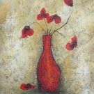 Red Flowers in Red Bottle Painting on Canvas Hand Painted High Quality Wall Art for Home Decor