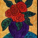 100% Hand-Paint Red Roses in a Jar Painting on Canvas Hand Painted High Quality Wall Art for