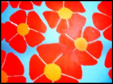 Simple Red Flowers Painting on Canvas Hand Painted High Quality Wall Art for Home Decor