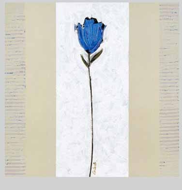 100% Hand-Paint Single Blue Flower Painting on Canvas Hand Painted High Quality Wall Art for