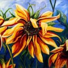 Three Brown Flowers Painting on Canvas Hand Painted High Quality Wall Art for Home Decor