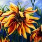 Three Brown Flowers Painting on Canvas Hand Painted High Quality Wall Art for Home Decor