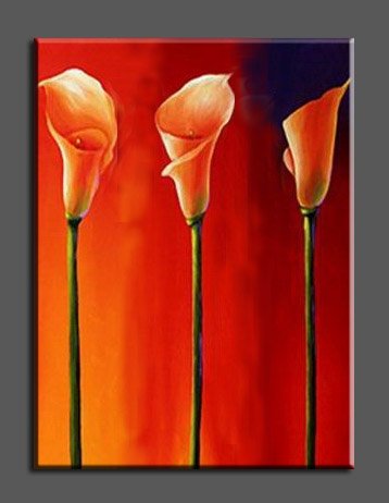 Three Orange Flowers 2 Painting on Canvas Hand Painted High Quality Wall Art for Home Decor