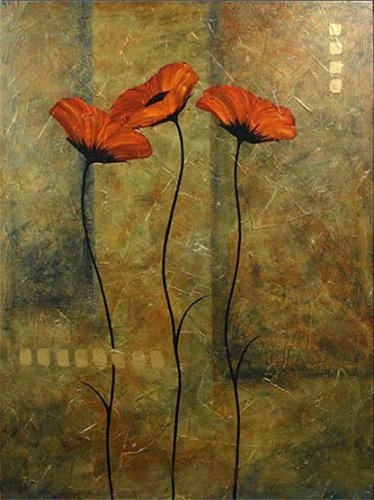 Three Orange Flowers Painting on Canvas Hand Painted High Quality Wall Art for Home Decor