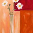 Three White Flowers in a Glass Bottle Painting on Canvas Hand Painted High Quality Wall Art for