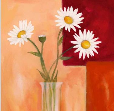 Three White Flowers Painting on Canvas Hand Painted High Quality Wall Art for Home Decor