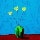 Tulips in a Blue Background Painting on Canvas Hand Painted High Quality Wall Art for Home Decor