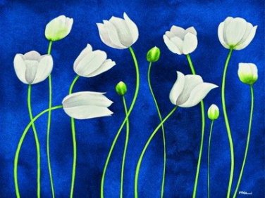 Two Red Flowers, Compact Painting on Canvas Hand Painted High Quality Wall Art for Home Decor