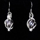 Peacock Cage Drop Earrings Pearl