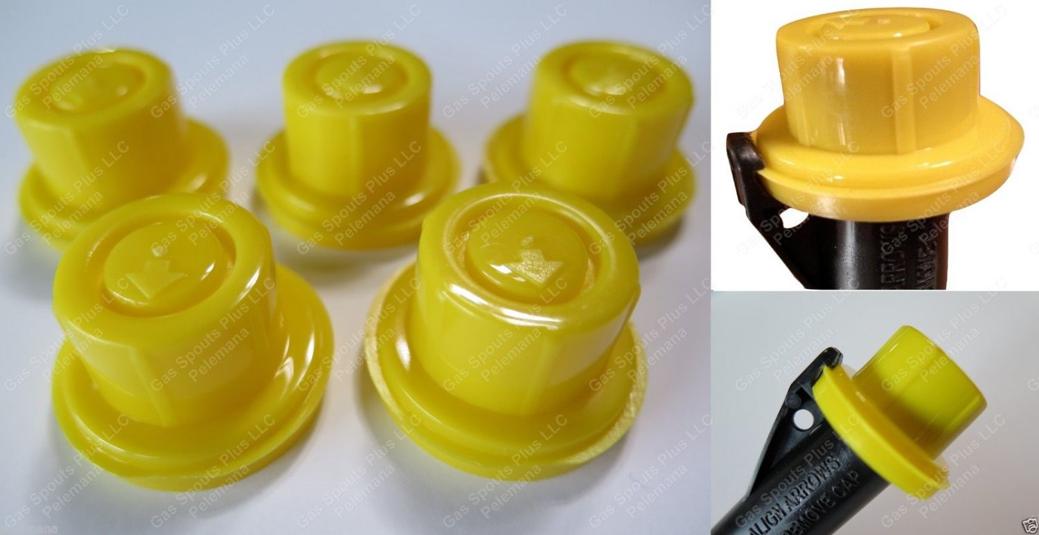 5PK BLITZ Replacement YELLOW SPOUT CAP Top Fuel GAS CAN 900302 900092