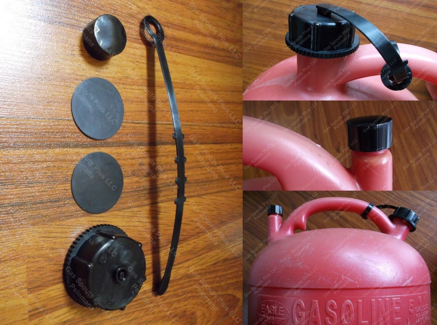 DISCONTINUED EAGLE Plastic Gas Can Cap Set 1 Black Closed +1 Rear Vent