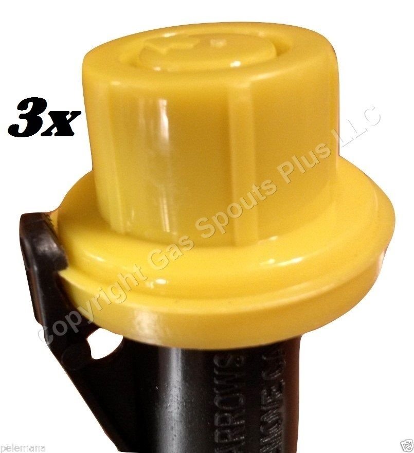 3 X BLITZ Yellow Spout Cap fits selfventing gas can spouts 900302
