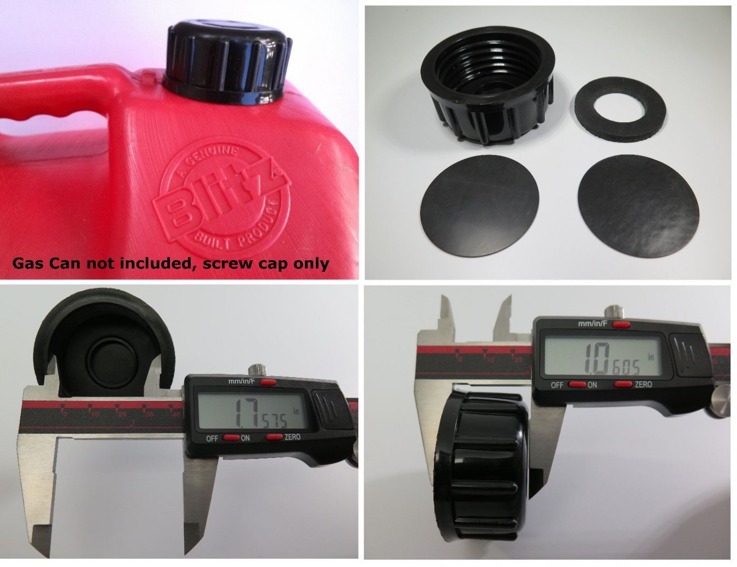 Blitz Gas Can Cap transportation & storage closed screw cap w Viton