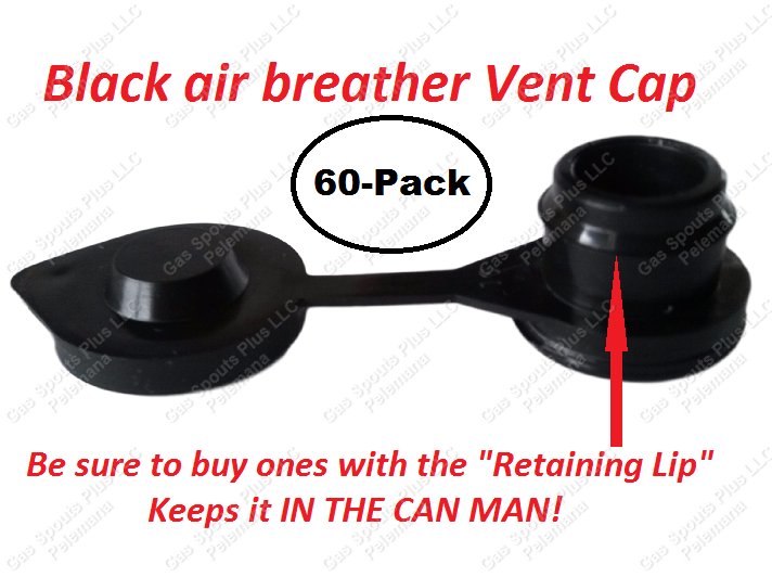 60 Black Gas Can VENT CAPS New Fuel Jug Plug Blitz Wedco Briggs Scepter