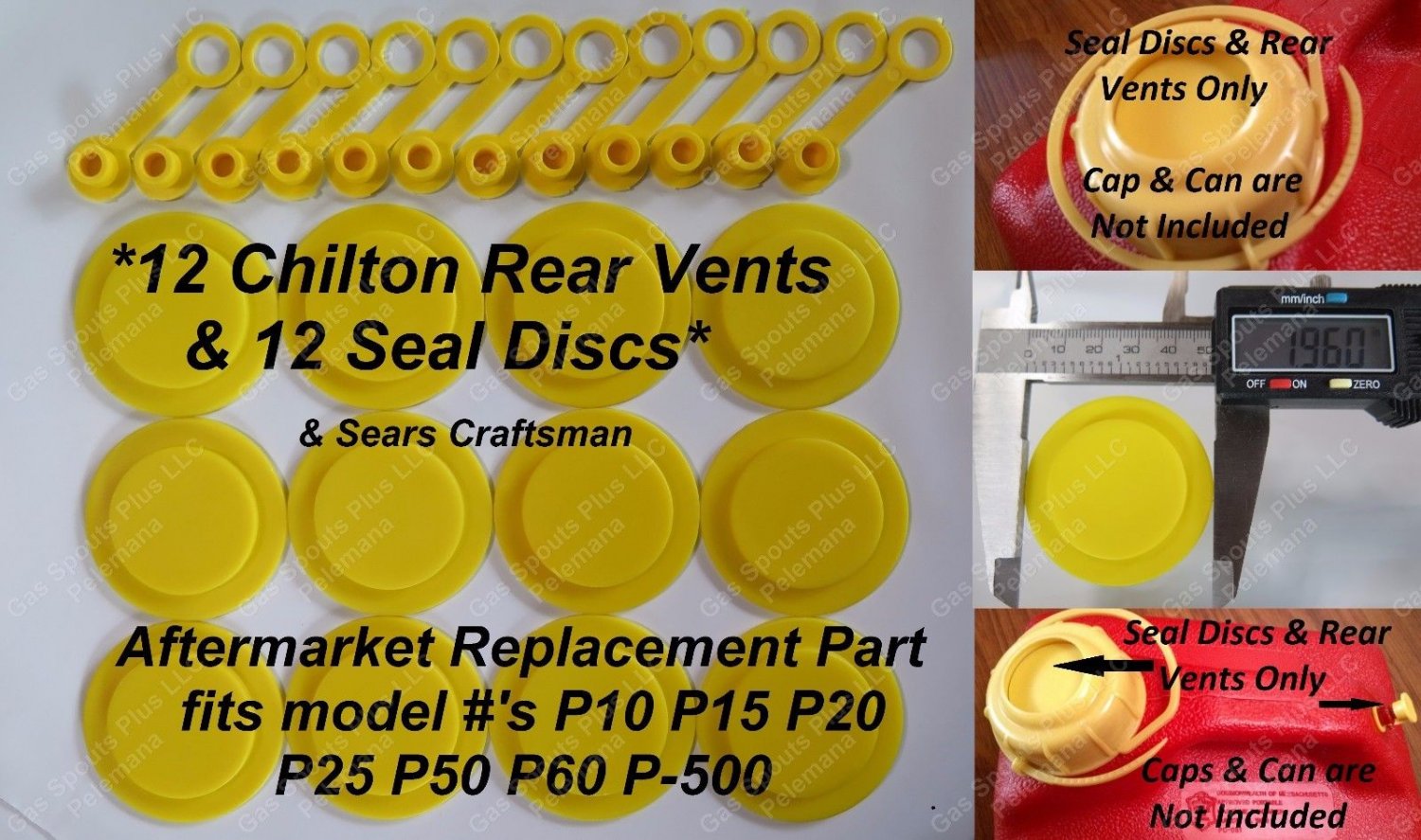 CHILTON Sears Craftsman Gas Can Parts 12 New Yellow SEAL DISCS+12 REAR