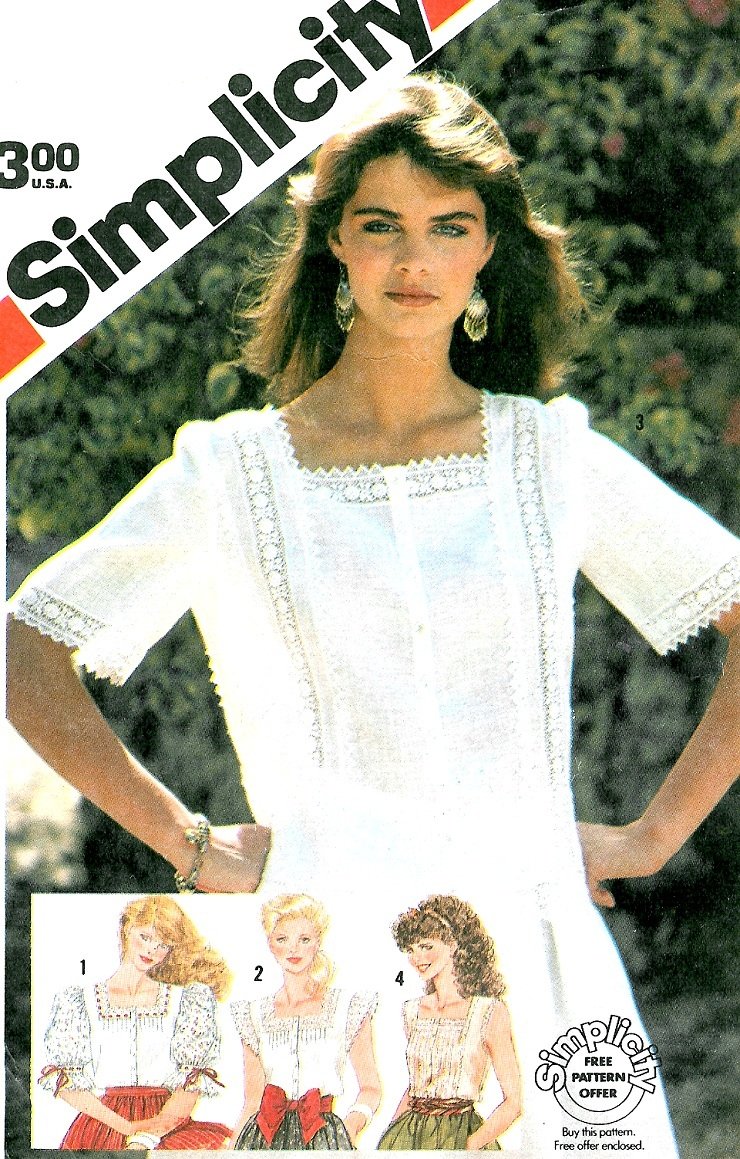 trim juice Pattern Top Peasant Blouse Eyelet Sewing Vintage Lace