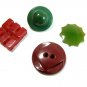 Vintage Bakelite Button Lot 15 Football Round Square Carved Bow Black Green Red Yellow Stacked
