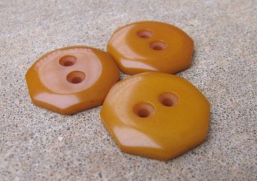 Large Bakelite Button Lot Butterscotch Octagon Coat Jacket Crafts Vintage Thich Carved Jewelry