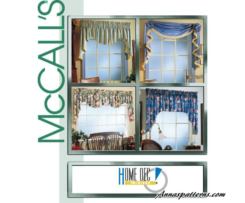 Easy Window Toppers Sewing Pattern Cascade Valance Rosettes Double Swag